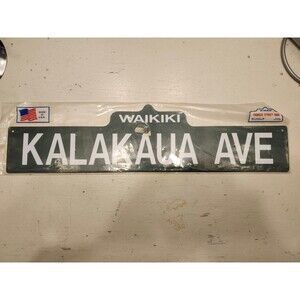 Vintage Waikiki Kalakaua Ave Street Sign Made in USA Famous Street Sign Plastic
